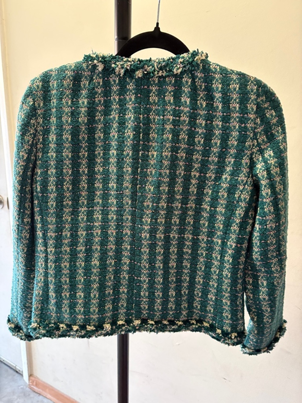 J. Crew Green Tweed Fringe Jacket - Picture 3 of 4